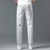 Men's Jeans Men Spring And Summer Retro Light Gray Elastic Harlan Small Foot Pants Fashion Everything Matching Classic Trousers