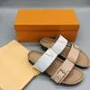 브랜드 샌들 모카신 버클 럭셔리 BOM Dia Flat Comfort Mule Beach Beach Sandals 두꺼운 단독 여성 슬라이딩 편안한 평평한 슬리퍼 i7sr#