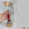 Bottiglie d'acqua 550Ml Bicchiere di cristallo naturale Energia Bamboo Er Bollitore Tazze sportive portatili all'aperto Drop Delivery Giardino domestico Cucina D Dhtp0