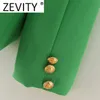 Women's Suits Blazers ZEVITY Women Fashion Double Breasted Candy Color Blazer Coat Vintage Long Sleeve Flap Pockets Female Outerwear Chic Veste 230808