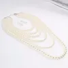 Halsband örhängen Set Multi Layer Long Pearl Pendant Fashion Statement Collar Bib Beads Bridal Party Nigerian Wedding