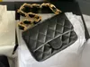 10A big gold&leather chain sheepskin leather hobo chip authentication shoulder bag women black handbags ladies composite tote bag clutch female purse 6