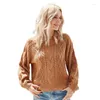 Women's Sweaters Cable Knitted Crew Neck Sweater Geometric Pattern Long Sleeve Pullovers Autumn Winter Fashion Cute Tops Clothing Jumpers