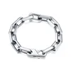 Coulée Chunky Long Box Link Chain Stainlness Steel Circular Chain Bracelet Bracelet Haute Poli Bijoux Pour Hommes Femmes 9.5mm 7.87inch 42g Poids