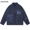 جاكيتات رجال عتيقة معطف أزرق الشارع الهيب هوب الرجعية اليابان Girl Girl Letter Print Fashion Punk Zipper Coats 230808