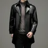 Men's Jackets Winter High Quality Fashion Trench Coat Slim Fit Faux Leather Mens Thicken Warm Size M 4XL 230809