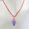 Choker Fashion Trendy Jewelry Luxury Bohemian Natural Red Coral Chain Sea Snail Shell Dangle Necklace Design For Women Charm Party Gift