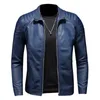 Männer Jacken Moto Pu Leder Männer Winter Leahter Jacke Männlich Stehkragen Casual Windjacke Trendy Herren Kleidung Schwarz Blau 230808