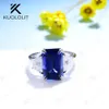 Anneaux de mariage Kuololit 5ct Lab Grown Sapphire pour les femmes Solide 18K 14K 10K Or Blanc Coupe Trapèze Anniversaire 230808