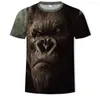 Herr t shirts mode apa orangutan 3d tryckt toppar kort ärm avslappnad sommarskjorta manliga roliga kläder överdimensionerade