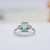 Europe and America S925 Sterling Silver Hot Sale Grandmother Emerald Classic Square Diamond Engagement Ring for Men and Women