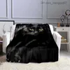 Blankets Swaddling Black Cat Pattern Flannel Throwing Blanket Super Soft Comfortable Lightweight Pet Children Adult Halloween Decoration Z230809