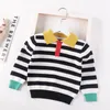 Pullover Boys Sweater Winter Cotton pullover Girls striped Knitted Sweaters 28year Kids baby Turndown Collar Tops overcoat 230809