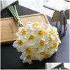 Decorative Flowers Wreaths Daffodils Simation Flower Bouquet High-Grade Arrangement Living Room Desktop Floral Home Decoration Fake Dh8Ck