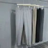 Pantalons pour hommes printemps automne costume affaires décontracté droit mince élastique mode coréenne couleur unie pantalon mâle cheville longueur