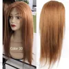 Lace Front Wig #30 Ginger Blonde Remy Human Hair Wigs Transparant Pre-Plucked Long Straight Bobbi Collection