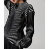 Maglioni da donna Light Shadow Art Design Maglione francese Colore contrasto Colletto alla coreana Camicia a maniche lunghe lavorata a maglia da donna di alto livello