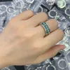 New Vintage Letter Green Enamel Flower Open Ring Style Light Luxury Fashion Women MEN Jewelry Gifts With Box CGR6 --08