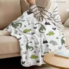 Coperte Fasce Animale verde dinosauro pianta corallo coperta coperta letto flanella divano tiro coperta tessili per la casa per bambini piccola coperta Z230809