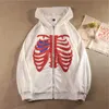 Women's Hoodies Sweatshirts Y2K Skeleton Hoodies Women Vrouwen Gothic Zwart Zip Up Oversized Sweatshirt Dames Retro Harajuku Capuchon Streetwear Tops 230808