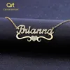 Charm Bracelets Qitian Heart con nombre personalizado Collar para mujer Custom Gold Acero inoxidable BlingBling Pendant Custom ICED OUT COLLAR 230808