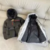 Abrigo infreador de chalecos con capucha de la moda invernal a prueba de viento hooide chaquetas negras de plata infantiles niñas para niños