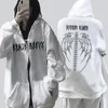 Kvinnors hoodies tröjor y2k streetwear hoodie toppar retro gotiska överdimensionerade huva skalle vinge ond flamm tryck cardigan dragkedja tröjor man hoodies 230808