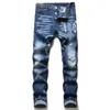 Designer-Jeans für Herren, Loch, hellblau, dunkelgrau, Markenmann, lange Hosen, Hosen, Streetwear, Denim, dünn, schmal, gerade, Biker-Jeans