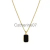 Pendant Necklaces DIEYURO 316L Stainless Steel Minimalist Rectangular Pendant Korean Black Epoxy Women's Gold Necklace Exquisite Long Jewelry Gift J230809