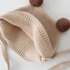 Mützen Hüte Winter Frühling Häkeln Baby Hut Weiche Pompom Infant Mädchen Jungen Kappe Beanie Einfarbig Kinder Gestrickte Warme Ohr schutz Motorhaube 230808