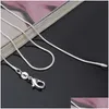 Ketten 1 mm 925 Sterling Silber Glatte Schlangen-Halskette für Damenmodeschmuck in BK 16 18 20 22 24 Zoll Drop Delivery Halsketten Dhhlx