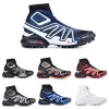 أحذية Salomon جديدة Snowcross Advanced CS Trail Winter Snow Boots White Black Volt Blue Red Sock chaussures Mens Mens Boot Shoes 40-46 High Conflit