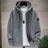 2023 Plus Fleece Thick Large Size Fashion Trend Sweater Autumn and Winter New Hooded Cardigan Men's Zipper Knit Stone Coat clothing