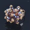 Cluster Rings Kioozol Boho Crystal Flower Ball Большой для женщин, адъютанные, кольцевые украшения 2023, модные аксессуары Bijoux Femme 067 KO1