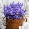 Decorative Flowers Wreaths 42Cm Lavender Silk Artificial Bouquet 5 Big Head Fake Flower For Decoration Material Manual Diy Vases Hom Dhla4