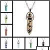 Anhänger Halsketten Mix Naturstein Quarz Halskette Sechseckige Prisma Punkt Heilung Opal Türkis Tigerauge Ketten für Frauen Schmuck in DHNVP