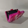 Bolsos de noche Cartera de tela escocesa rosa-carmín Marca de mujer Bolso de fiesta de boda de lujo Caja de acrílico Embragues de día Fiesta de noche Boda Mini monedero 230809