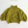 Pullover 2023 16 anni Maglione per bambini Collo alto Colore puro Manica lunga Neonate Ragazzi Top Autunno Primavera 230809