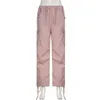 Pantaloni da donna Capris Y2K Pantaloni larghi cargo Pantaloni a vita bassa con coulisse Fashion Pocket Kawaii Pink Pantaloni sportivi larghi casual Pantaloni da donna Coquette Aesthetic 230809