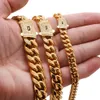 Männer Frauen Miami Cuban Link Kette Halsketten Armbänder Bordstein Halsband Ketten Schmuck Cnc Moissanit Box Spring Verschluss 316l Edelstahl 18 Zoll-30 Zoll 6 mm-14 mm