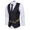 Coletes Masculinos Colete Bordado Negócios Single Breasted Cor Sólida Casual Colete Formal Moda Terno Masculino Slim Fit