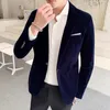 Abiti da uomo Blazer Abbigliamento di marca Uomo Abito in velluto dorato / Uomo slim Blazer da lavoro di alta qualità / Abito da sposa da sposo Abbigliamento giacca da uomo 230808