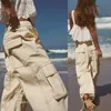 Calças femininas Capris Macacões femininos casuais calças soltas com decoração de bolso Roupas femininas urbanas Z230809