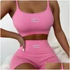 Women'S Tracksuits Womens Ladies Camisole 2 Piece Set Tank Short Sleeve T And Shorts High Elastic Fabric Sweet Babes Summer Beach Part Dhbjo