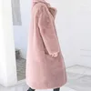 Femmes fourrure 2023 femmes hiver chaud Faux manteau épais Long col rabattu pardessus Casaco Feminino