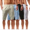 Shorts pour hommes coton lin hommes pantalons courts pantalons d'été respirant couleur unie Fitness Streetwear pantalons de survêtement troncs 230809
