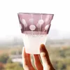 Frosted Glass Cup Liquor Sake Glass Hand Cutting Edo Kiriko Purple Crystal Wine Cup Drinkglazen 6oz HKD230809