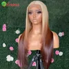 613 Ombre Brown Colored Brazilian Straight 13X4 Lace Frontal Human Hair Wigs For Women Transparent Synthetic Lace Closure Wig