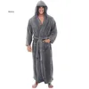 Mäns sömnkläder Autumn Winter Tjock Long-Slved Bathrobe Bekväm huva Robe Nightlown Bath Gown Slpwear Nightwear Coats