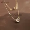 ペンダントネックレスMetiseko 925 Sterling Silver Necklace 14Kイエローゴールドメッキ女性のためのクリアキュービックジルコニアチョーカーの二重クロスサークルJ230809